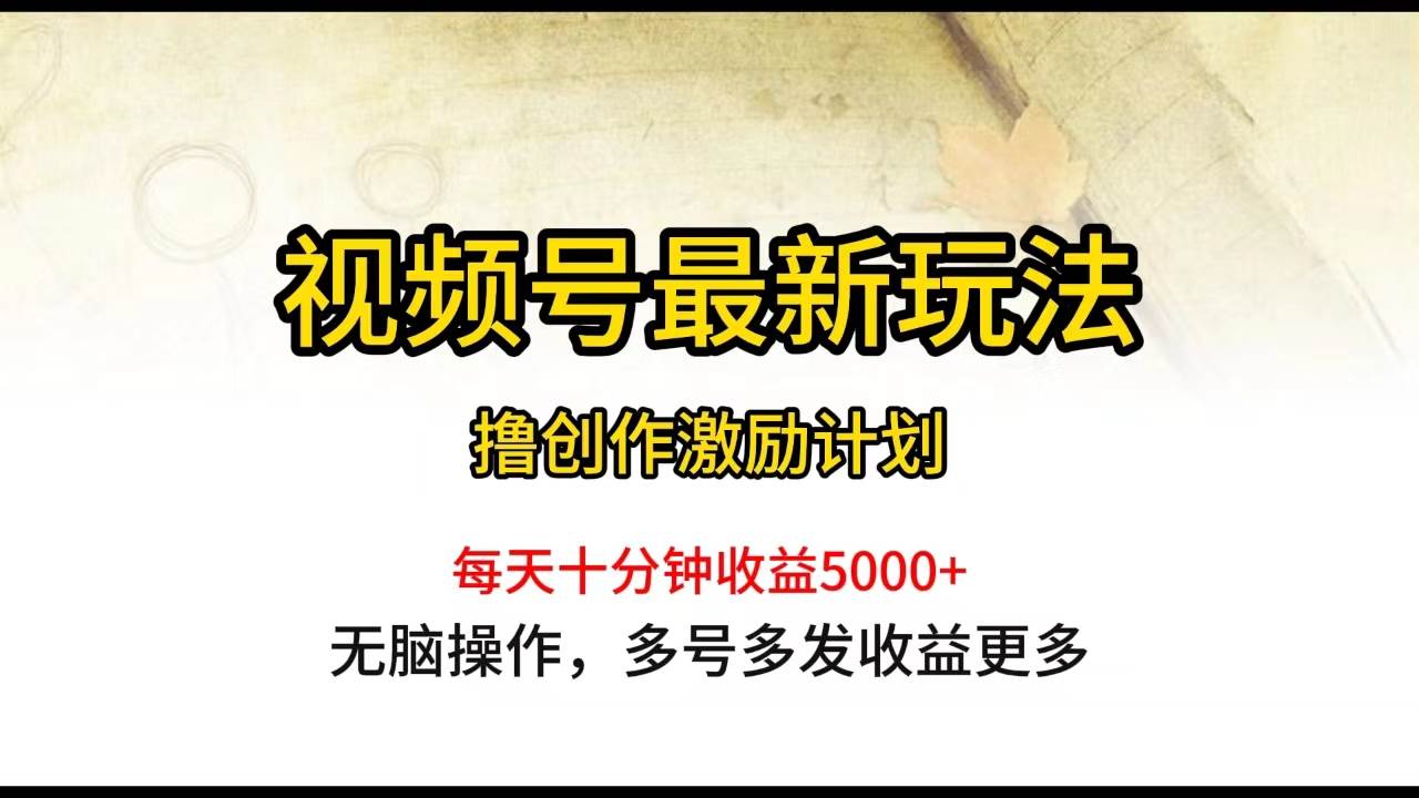 视频号最新玩法，每日一小时月入5000+-创盟网