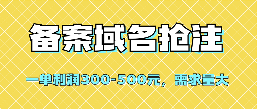 【全网首发】备案域名抢注，一单利润300-500元，需求量大-创盟网