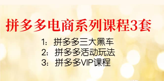 拼多多电商系列课程3套：拼多多三大黑车+拼多多活动玩法+拼多多VIP课程-创盟网