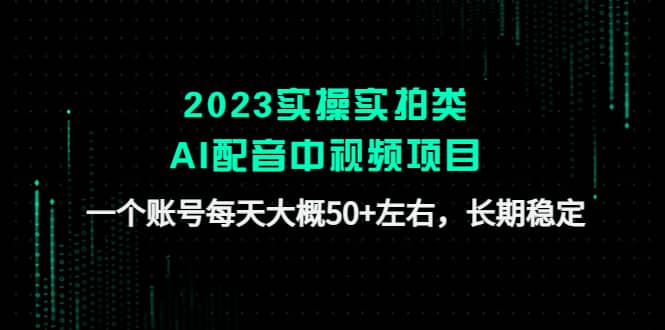 2023实操实拍类AI配音中视频项目，一个账号每天大概50+左右，长期稳定-创盟网