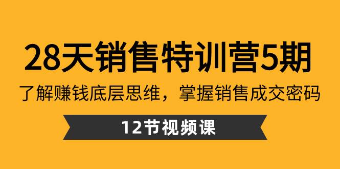 28天·销售特训营5期：了解赚钱底层思维，掌握销售成交密码（12节课）-创盟网