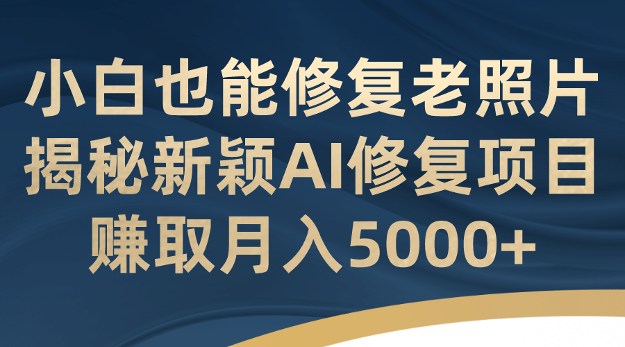 小白也能修复老照片！揭秘新颖AI修复项目，赚取月入5000+-创盟网