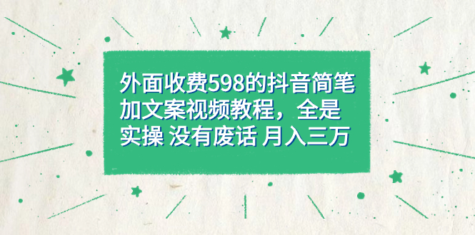 外面收费598抖音简笔加文案教程，全是实操 没有废话 月入三万（教程+资料）-创盟网