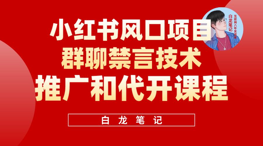 小红书风口项目日入300+，小红书群聊禁言技术代开项目，适合新手操作-创盟网