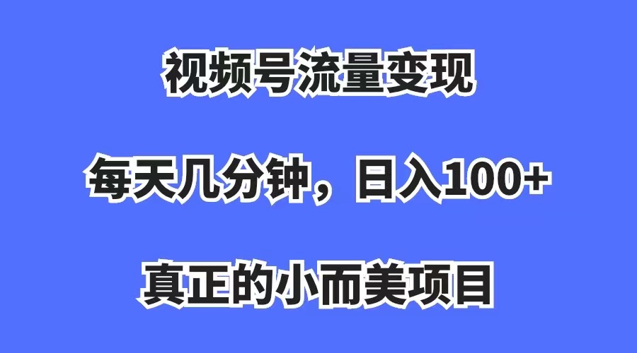视频号流量变现，每天几分钟，收入100+，真正的小而美项目-创盟网