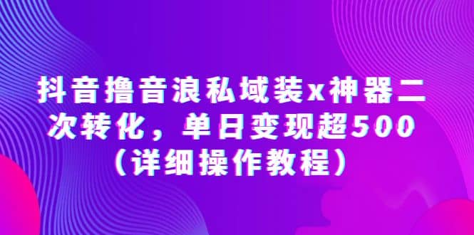 抖音撸音浪私域装x神器二次转化，单日变现超500（详细操作教程）-创盟网