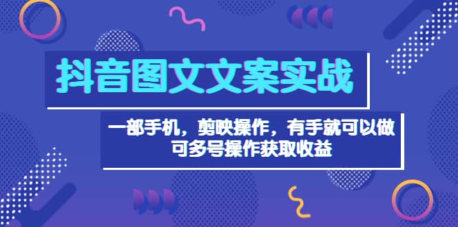 抖音图文毒文案实战：一部手机 剪映操作 有手就能做，单号日入几十 可多号-创盟网