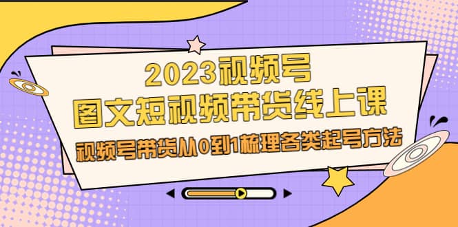 2023视频号-图文短视频带货线上课，视频号带货从0到1梳理各类起号方法-创盟网