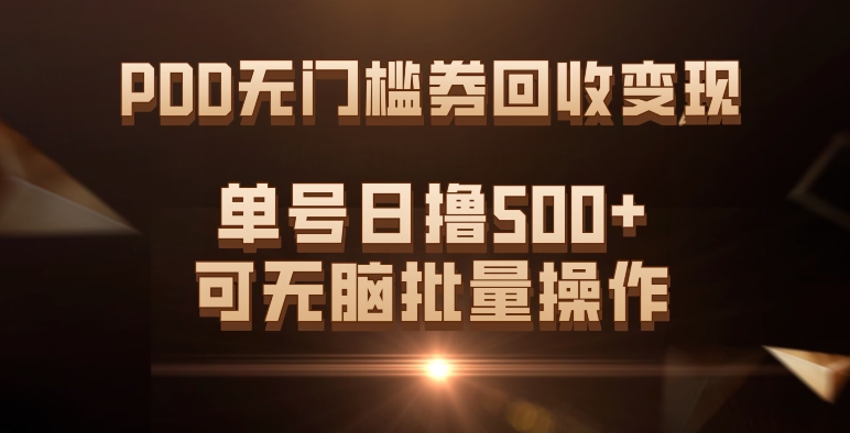 PDD无门槛券回收变现，单号日撸500+，可无脑-创盟网
