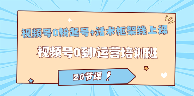 视频号·0粉起号+话术框架线上课：视频号0到1运营培训班（20节课）-创盟网