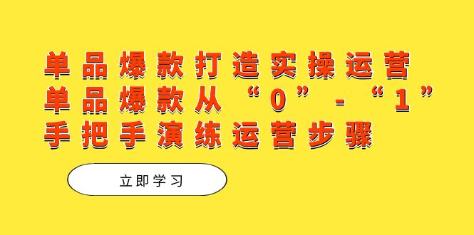单品爆款打造实操运营，单品爆款从“0”-“1”手把手演练运营步骤-创盟网