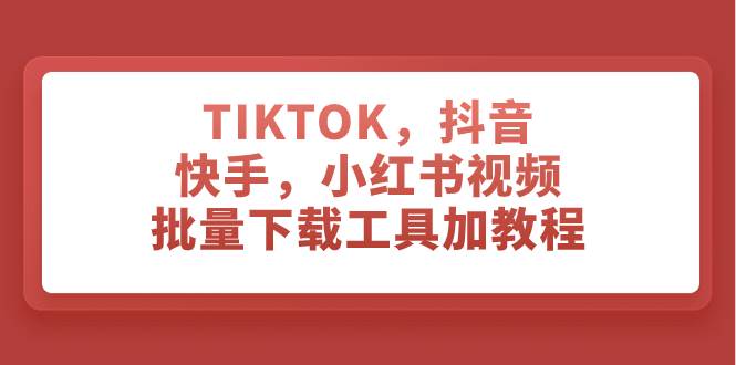 TIKTOK，抖音，快手，小红书视频批量下载工具加教程-创盟网