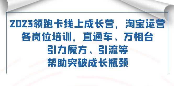 2023领跑·卡 线上成长营 淘宝运营各岗位培训 直通车 万相台 引力魔方 引流-创盟网