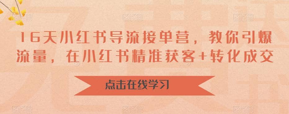 16天-小红书 导流接单营，教你引爆流量，在小红书精准获客+转化成交-创盟网