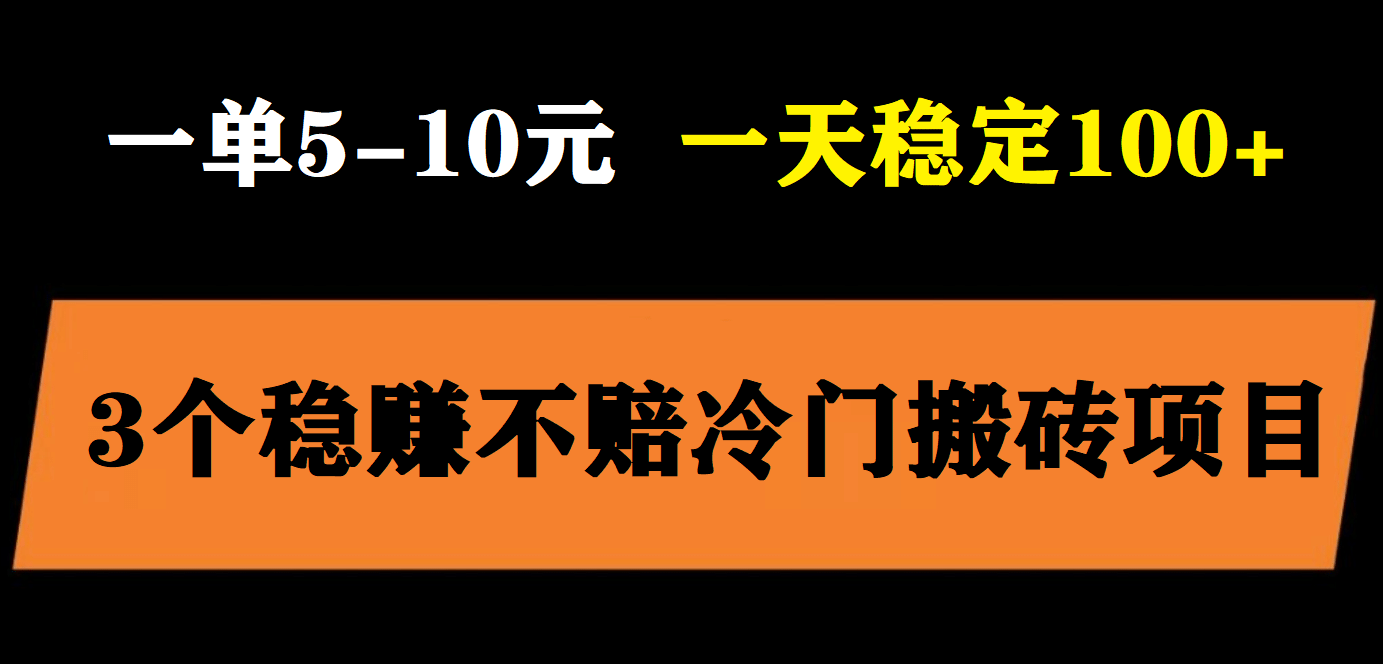 3个最新稳定的冷门搬砖项目，小白无脑照抄当日变现日入过百-创盟网