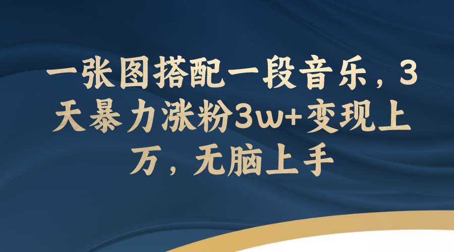 一张图搭配一段音乐，3天暴力涨粉3w+变现上万，无脑上手-创盟网