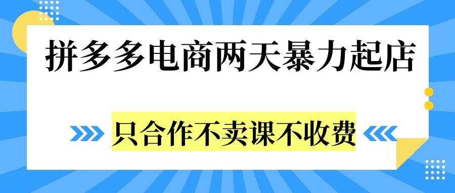拼多多两天暴力起店，只合作不卖课不收费-创盟网