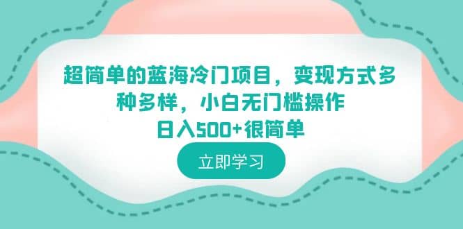 超简单的蓝海冷门项目，变现方式多种多样，小白无门槛操作日入500+很简单-创盟网