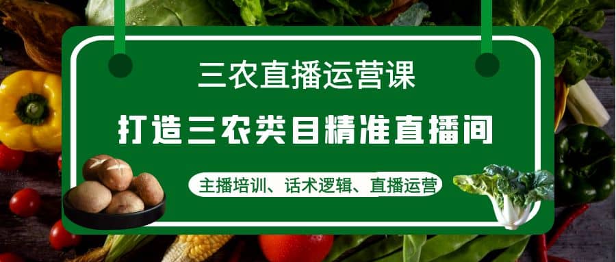 三农直播运营课：打造三农类目精准直播间，主播培训、话术逻辑、直播运营-创盟网