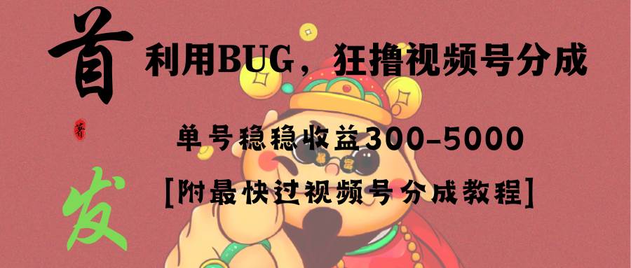 全网独家首发，视频号BUG，超短期项目，单号每日净收益300-5000！-创盟网