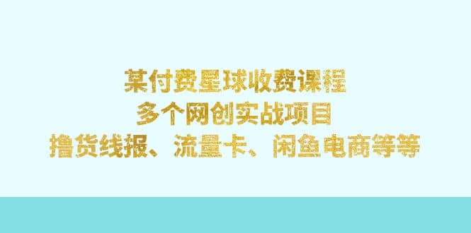 某付费星球课程：多个网创实战项目，撸货线报、流量卡、闲鱼电商等等-创盟网