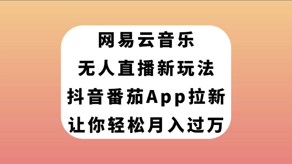 网易云音乐无人直播新玩法，抖音番茄APP拉新，让你轻松月入过万-创盟网