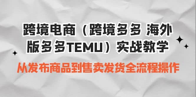 跨境电商（跨境多多 海外版多多TEMU）实操教学 从发布商品到售卖发货全流程-创盟网