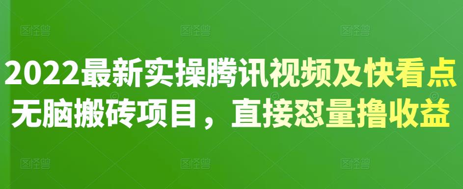 2022最新实操腾讯视频及快看点无脑搬砖项目，直接怼量撸收益-创盟网