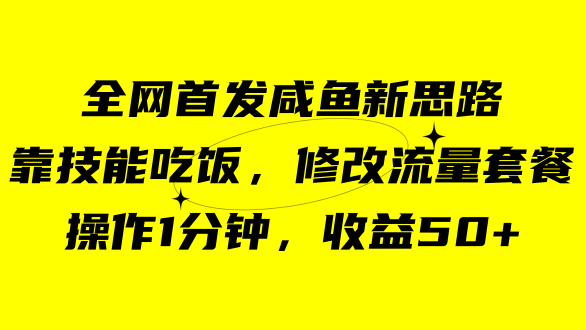 咸鱼冷门新玩法，靠“技能吃饭”，修改流量套餐，操作1分钟，收益50+-创盟网