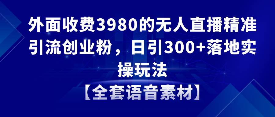 无人直播精准引流创业粉，日引300+落地实操玩法【全套语音素材】-创盟网