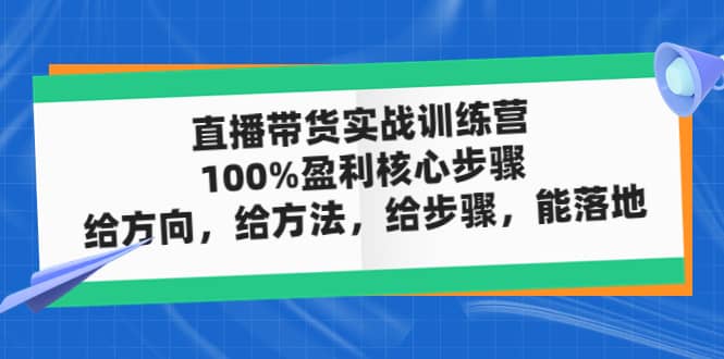直播带货实战训练营：100%盈利核心步骤，给方向，给方法，给步骤，能落地-创盟网