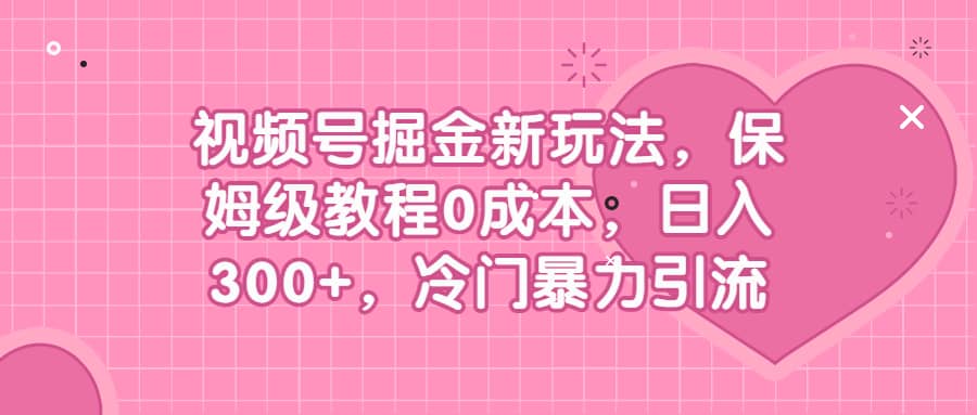 视频号掘金新玩法，保姆级教程0成本，日入300+，冷门暴力引流-创盟网