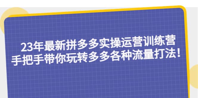 23年最新拼多多实操运营训练营：手把手带你玩转多多各种流量打法！-创盟网