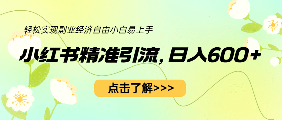 小红书精准引流，小白日入600+，轻松实现副业经济自由（教程+1153G资源）-创盟网