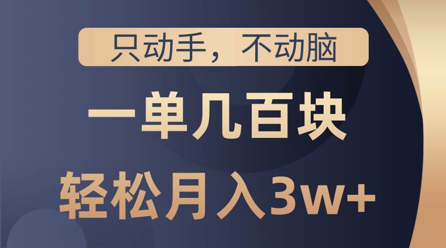 只动手不动脑，一单几百块，轻松月入3w+，看完就能直接操作，详细教程-创盟网