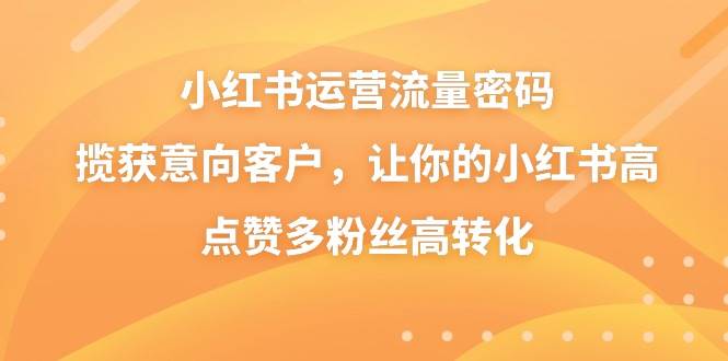 小红书运营流量密码，揽获意向客户，让你的小红书高点赞多粉丝高转化-创盟网