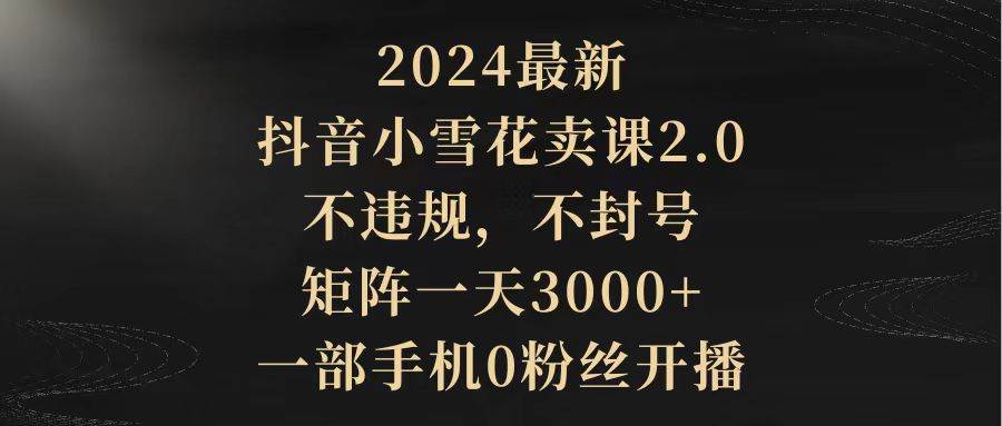2024最新抖音小雪花卖课2.0 不违规 不封号 矩阵一天3000+一部手机0粉丝开播-创盟网