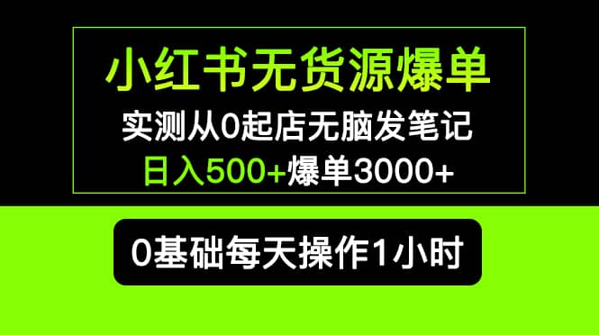 小红书无货源爆单 实测从0起店无脑发笔记爆单3000+长期项目可多店-创盟网