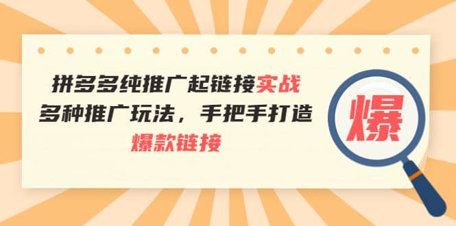 拼多多纯推广起链接实战：多种推广玩法，手把手打造爆款链接-创盟网