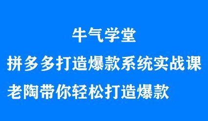 牛气学堂拼多多打造爆款系统实战课，老陶带你轻松打造爆款-创盟网