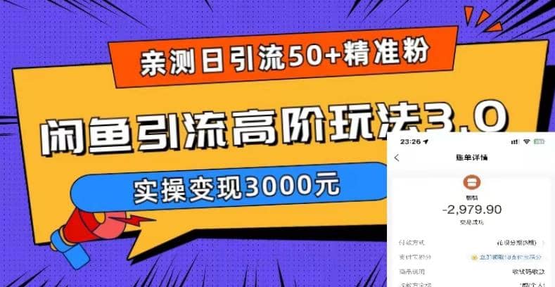 实测日引50+精准粉，闲鱼引流高阶玩法3.0，实操变现3000元-创盟网