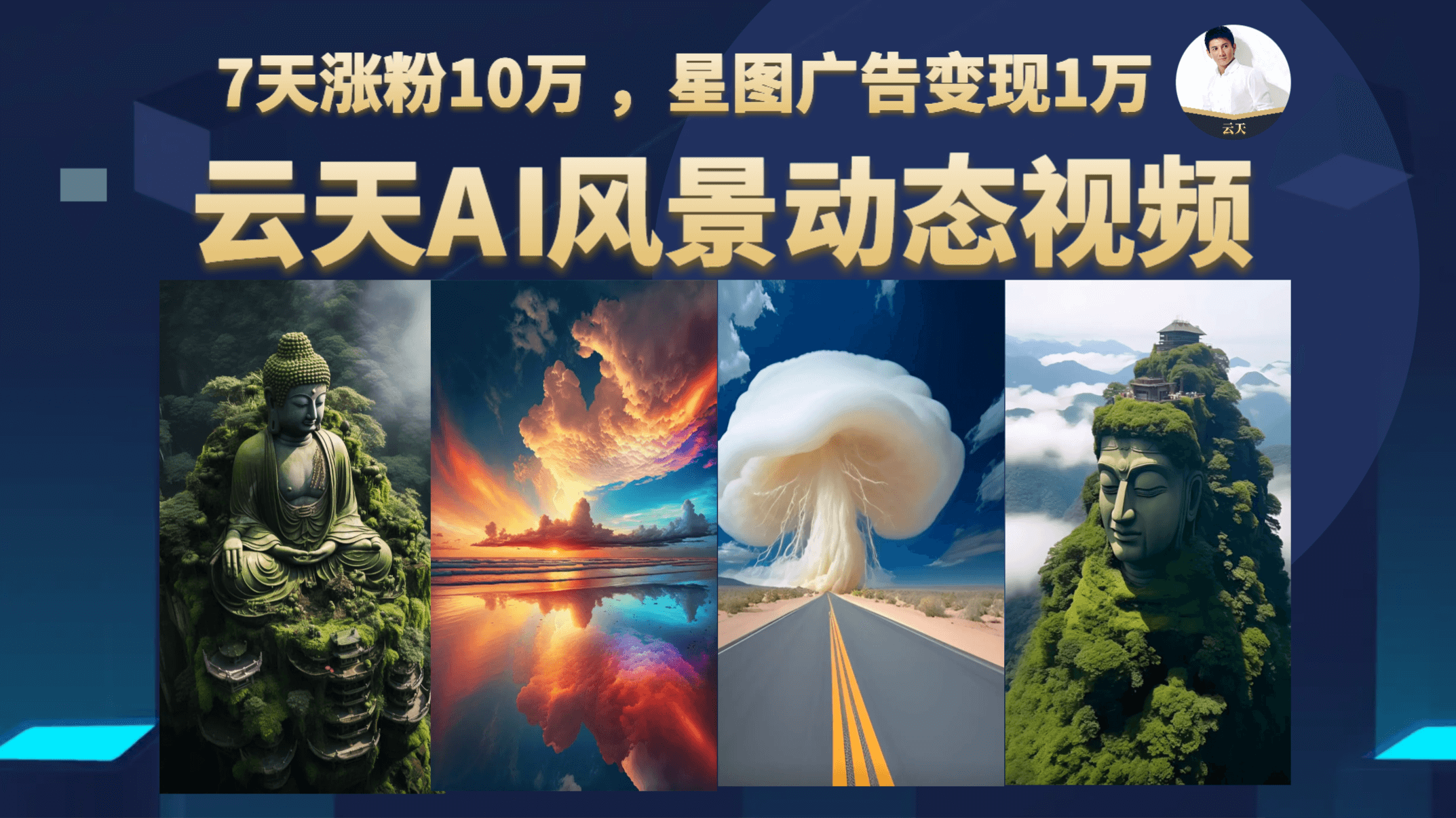 云天AI风景动图视频制作，7天涨粉10万 ，星图广告变现1万-创盟网