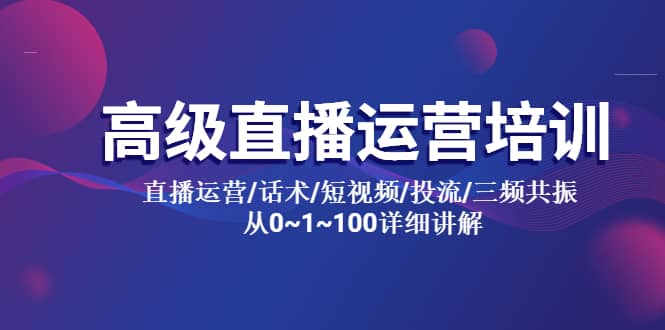 高级直播运营培训 直播运营/话术/短视频/投流/三频共振 从0~1~100详细讲解-创盟网