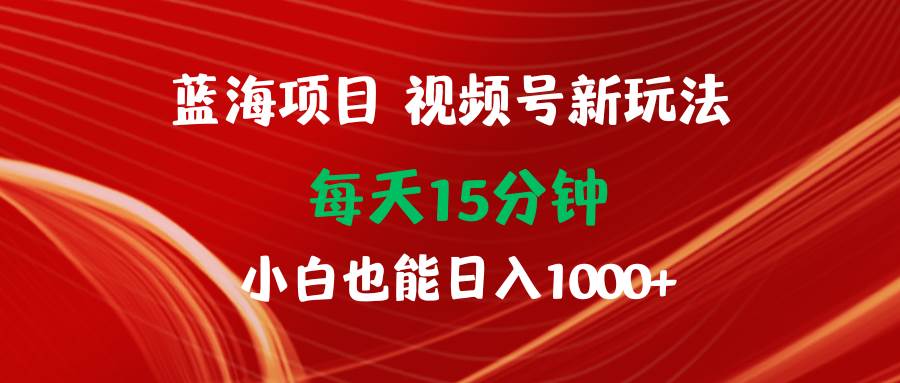 蓝海项目视频号新玩法 每天15分钟 小白也能日入1000+-创盟网