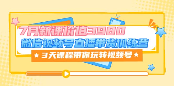 微信视频号直播带货训练营，3天课程带你玩转视频号：7月新课价值3980-创盟网