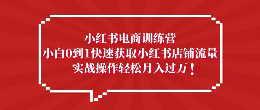 小红书电商训练营，小白0到1快速获取小红书店铺流量-创盟网
