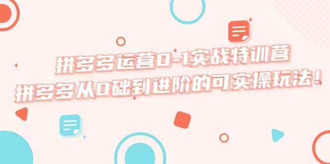 拼多多运营0-1实战特训营，拼多多从0础到进阶的可实操玩法-创盟网