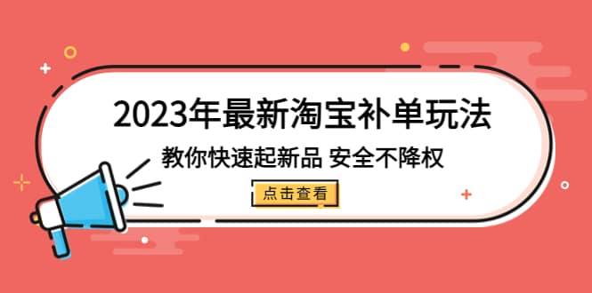 2023年最新淘宝补单玩法，教你快速起·新品，安全·不降权（18课时）-创盟网