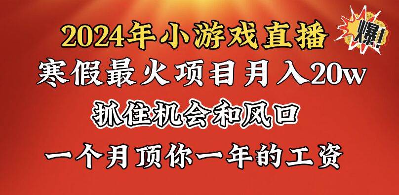 2024年寒假爆火项目，小游戏直播月入20w+，学会了之后你将翻身-创盟网