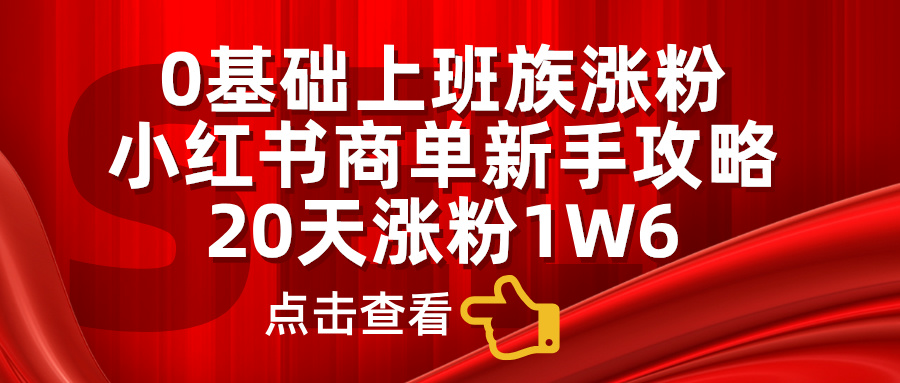 0基础上班族涨粉，小红书商单新手攻略，20天涨粉1.6w-创盟网